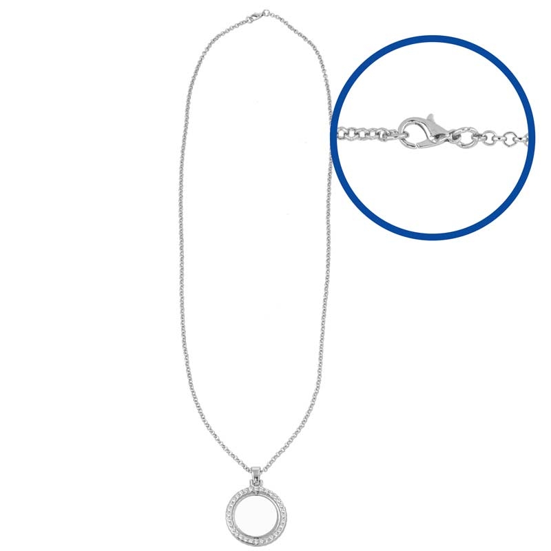 Collar MEDALLA con brillantes giratoria color plata - Imagen 2