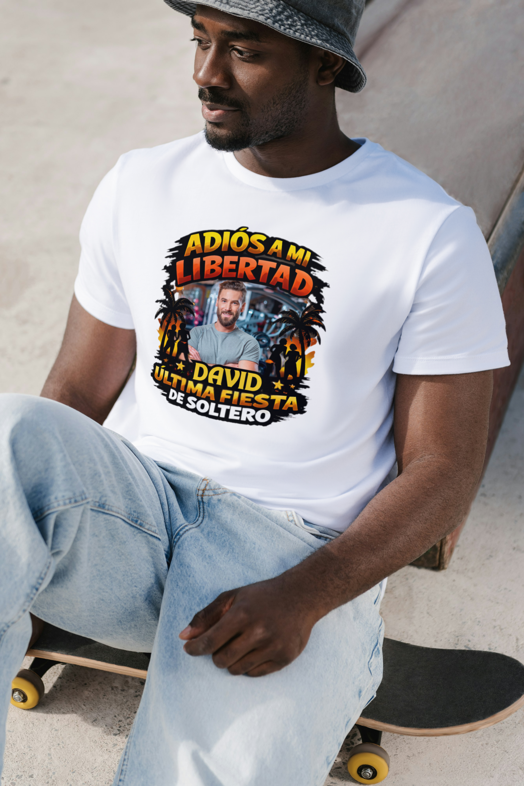 Camiseta Blanca Unisex Despedida Hombre manga corta tacto algodón 190g (S.1)