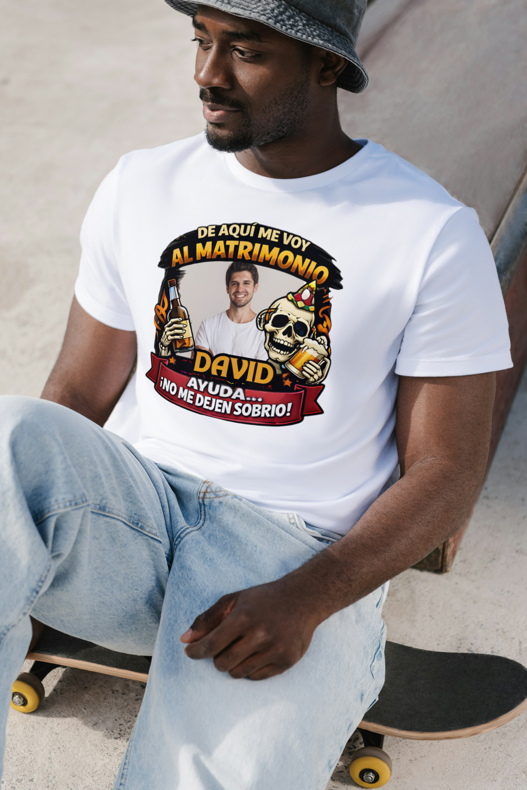 Camiseta Blanca Unisex Despedida Hombre manga corta tacto algodón 190g (S.2)