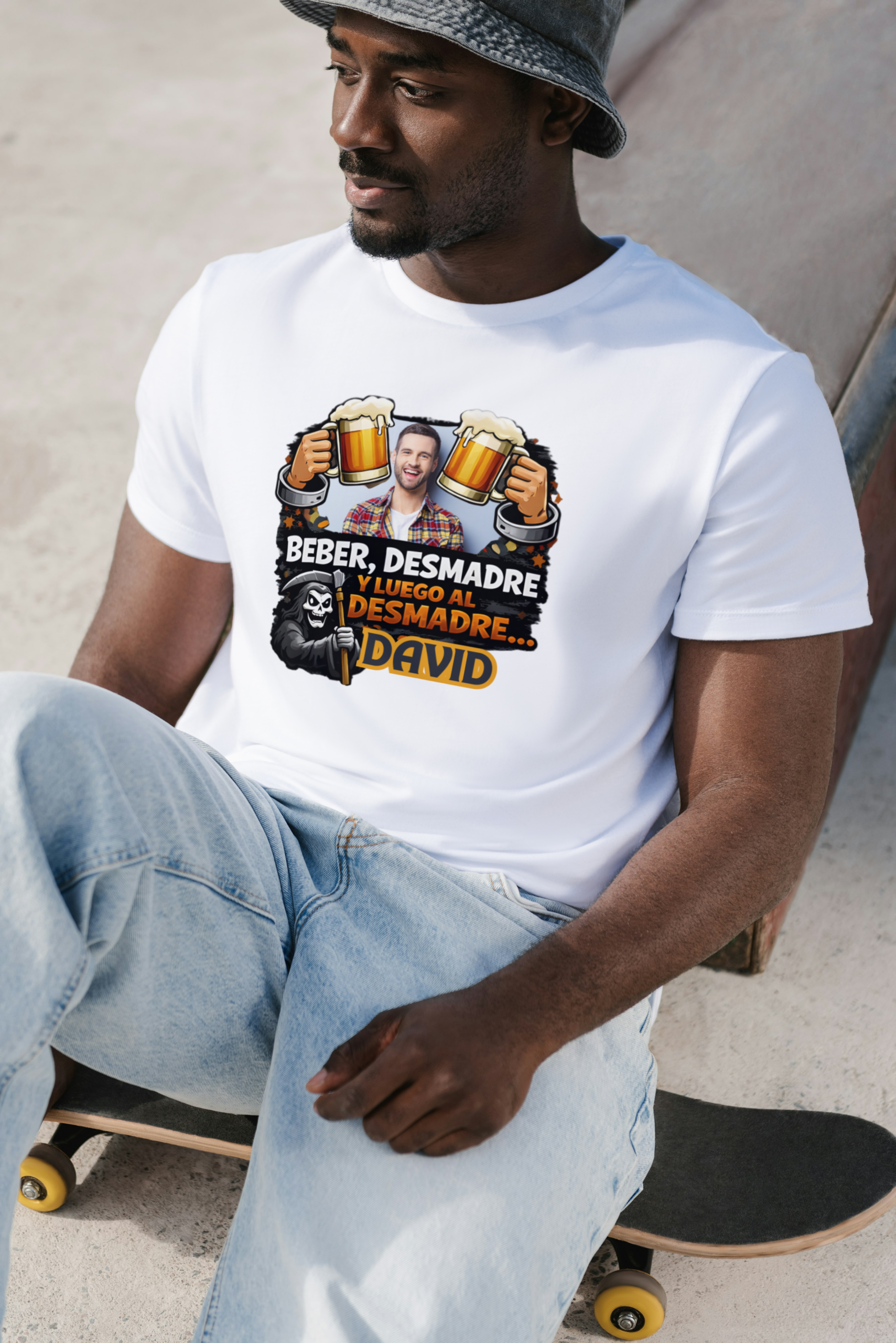 Camiseta Blanca Unisex Despedida Hombre manga corta tacto algodón 190g (S.3)