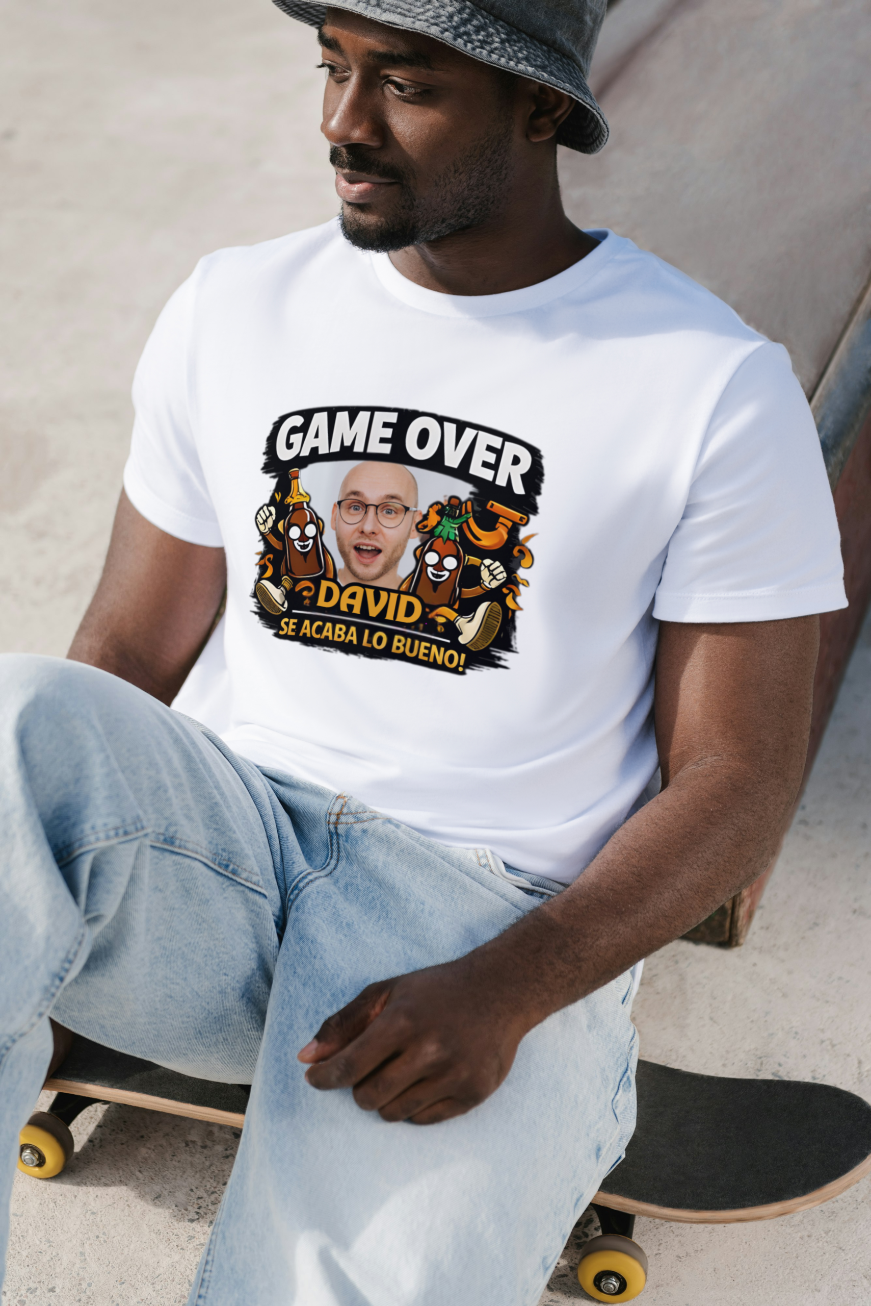 Camiseta Blanca Unisex Despedida Hombre manga corta tacto algodón 190g (S.4)