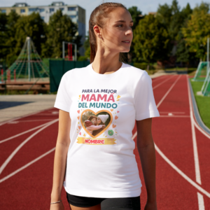 Camiseta Blanca Mujer para MAMÁ manga corta tacto algodón 190g (CM.20)