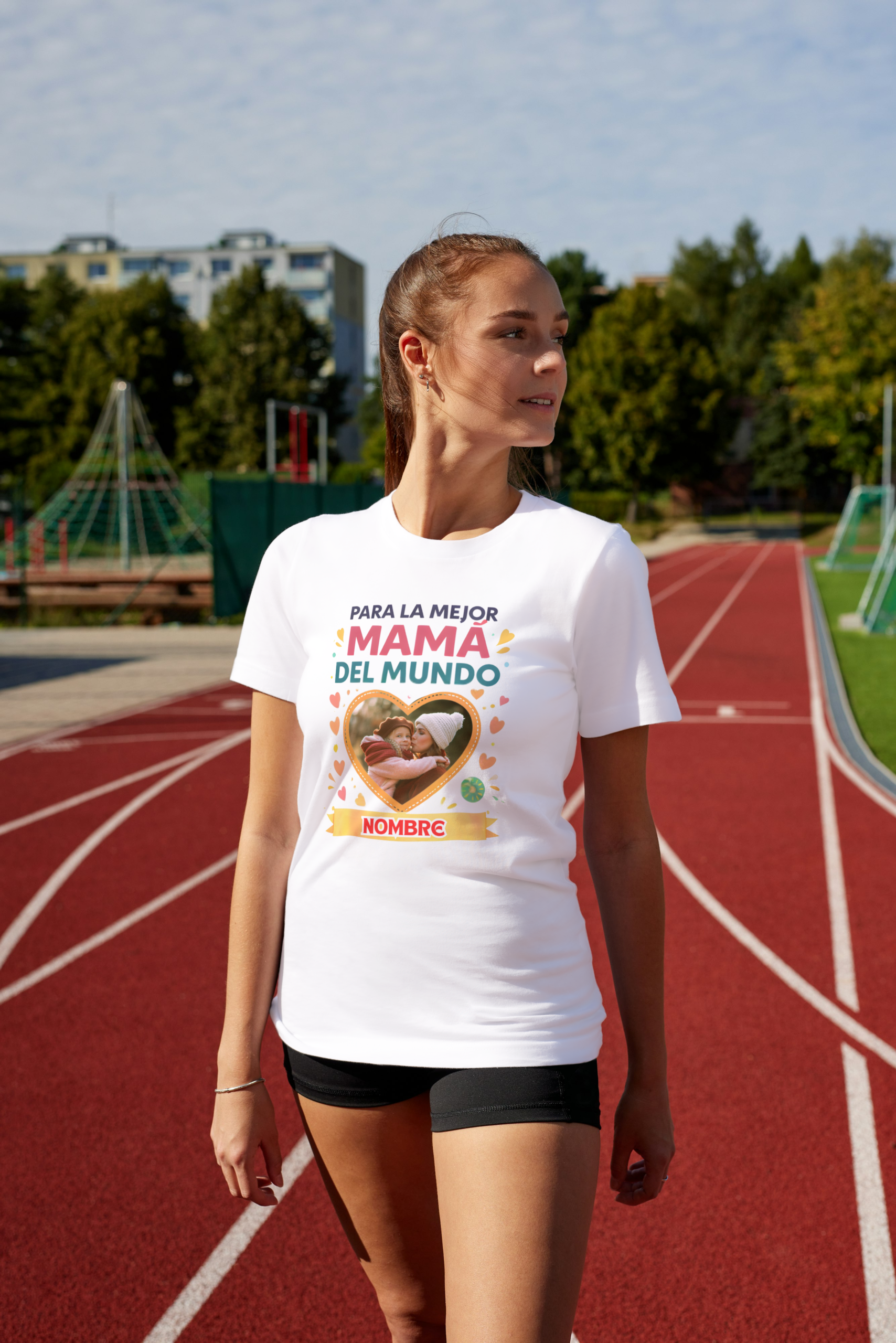 Camiseta Blanca Mujer para MAMÁ manga corta tacto algodón 190g (CM.20)