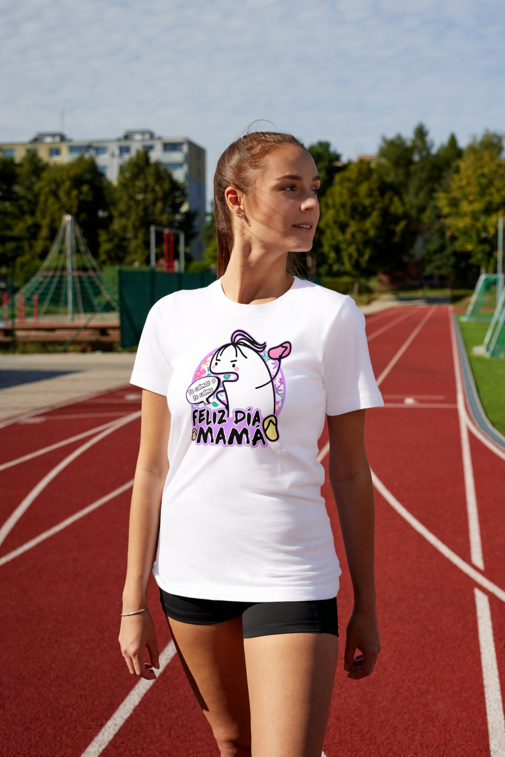 Camiseta Blanca Mujer para MAMÁ manga corta tacto algodón 190g (CM.30)